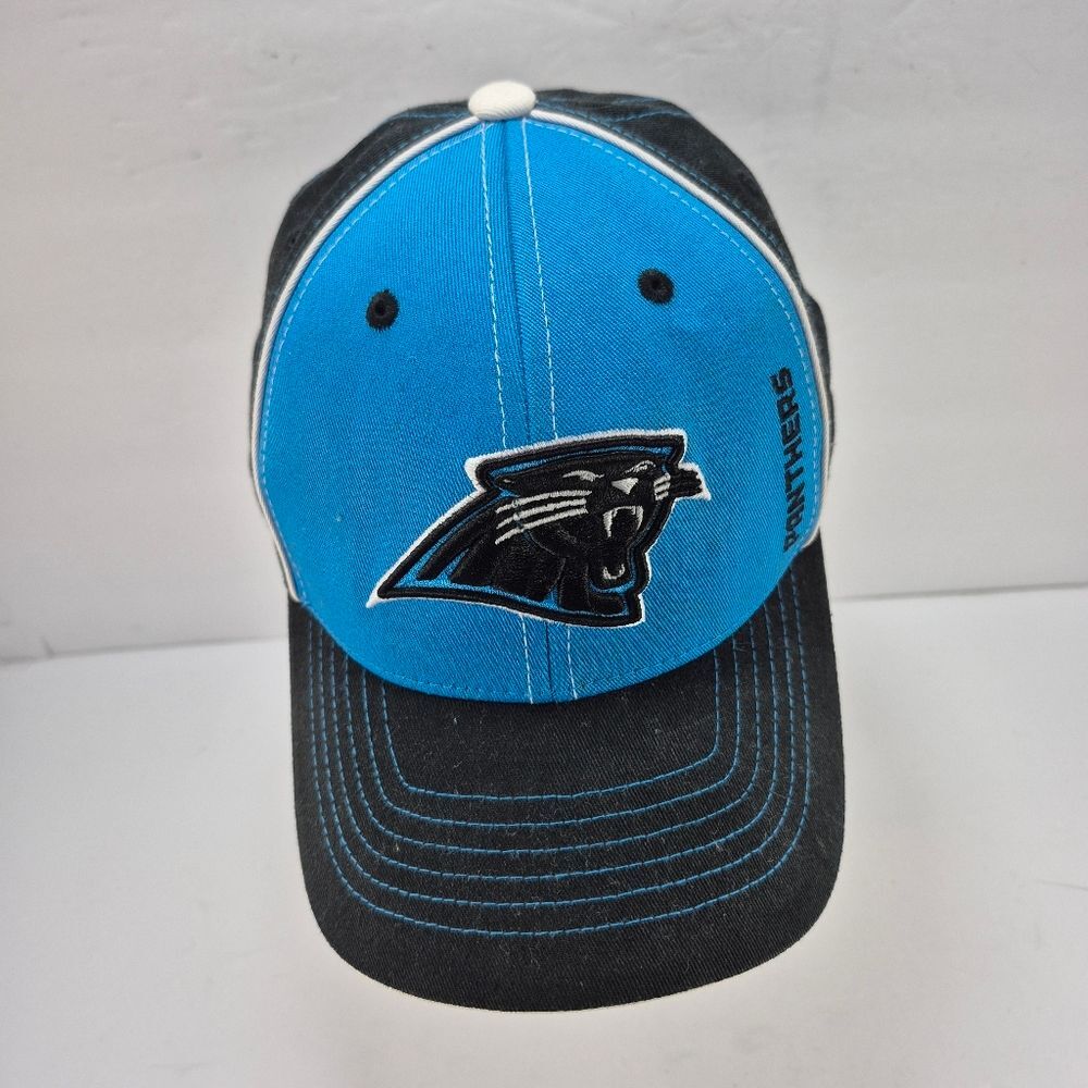 NFL Team Apparel Carolina Panthers Hat Cap Adjustable Blue Black Panther Logo